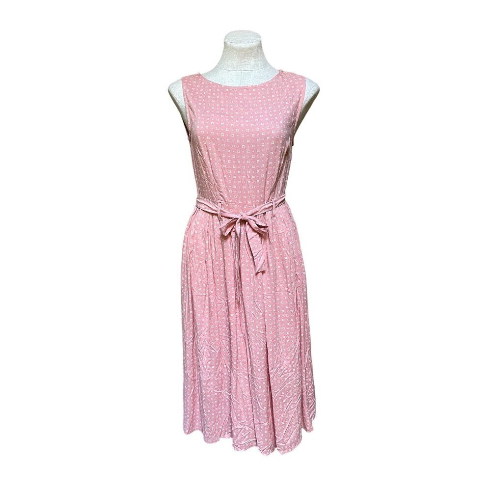 Circus NWT Irish Pink Midi Sleeveless Shirt Dress Polka Dots Sustainable Eco